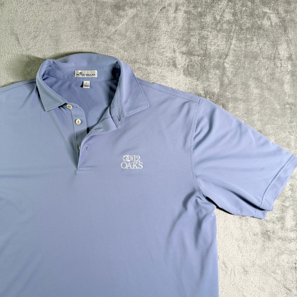 Peter Millar "12 Oaks" Golf Polo Shirt Men's Size L Polyester Spandex Golf
